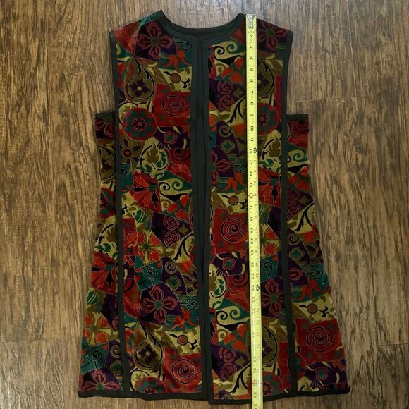Vintage Handmade Womens Sleeveless Vest Jacket Reversible Velour Size Medium - Picture 14 of 14